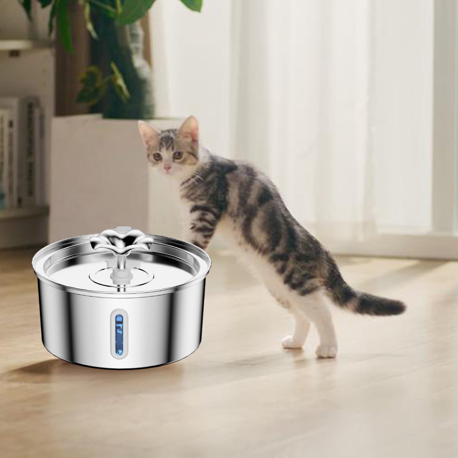 Automatic Pet Water Fountain Electric Waterer Bowl Water Dispenser for Cats Dog Water Purifiers Stainless Steel Fountain
