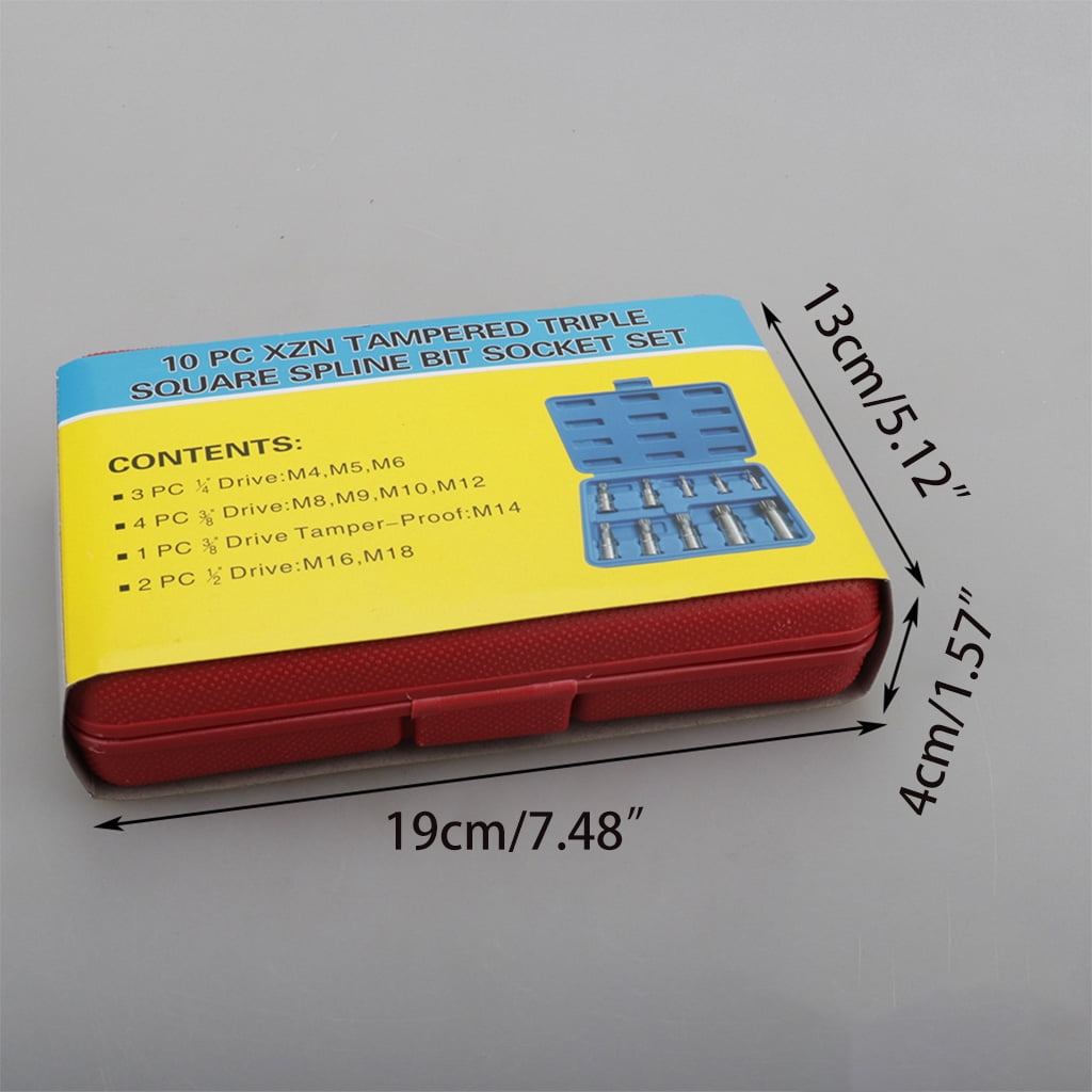 YIGSECU XZN Triple Square Spline Bit Socket Set 12 Point Tamper with Carrying for Case M