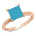 thumbnail image 3 of 2 ct Princess Cut Simulated Turquoise Solitaire 14K Rose Gold Womens Engagement Ring, 3 of 4