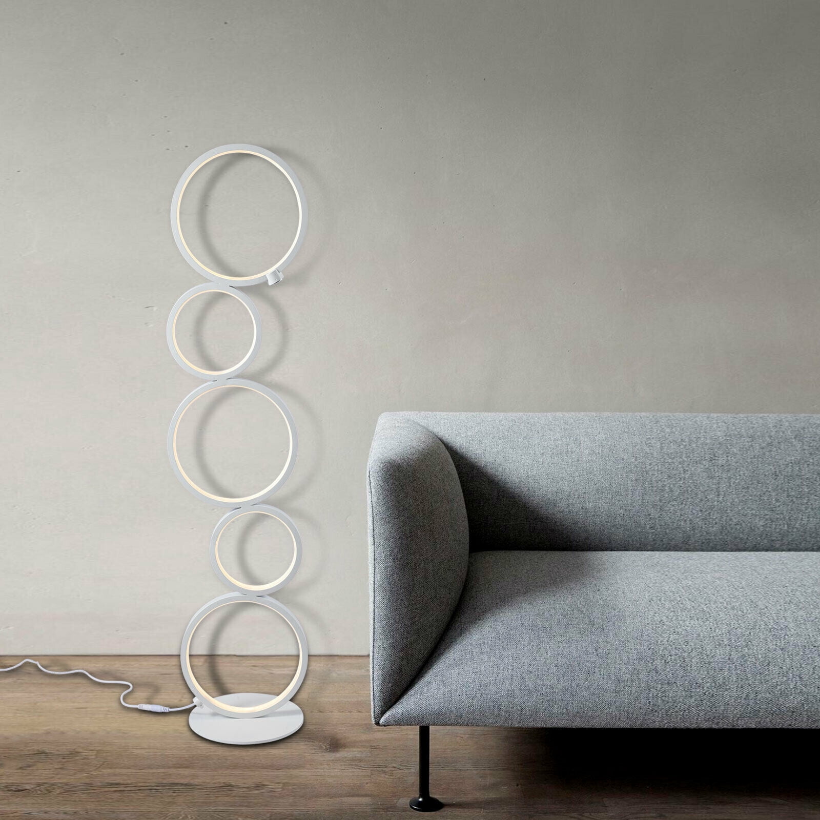 TFCFL 5 Rings LED Floor Lamp Night Corner Standing Light Reading Lamp For Living Room Bedroom Decor