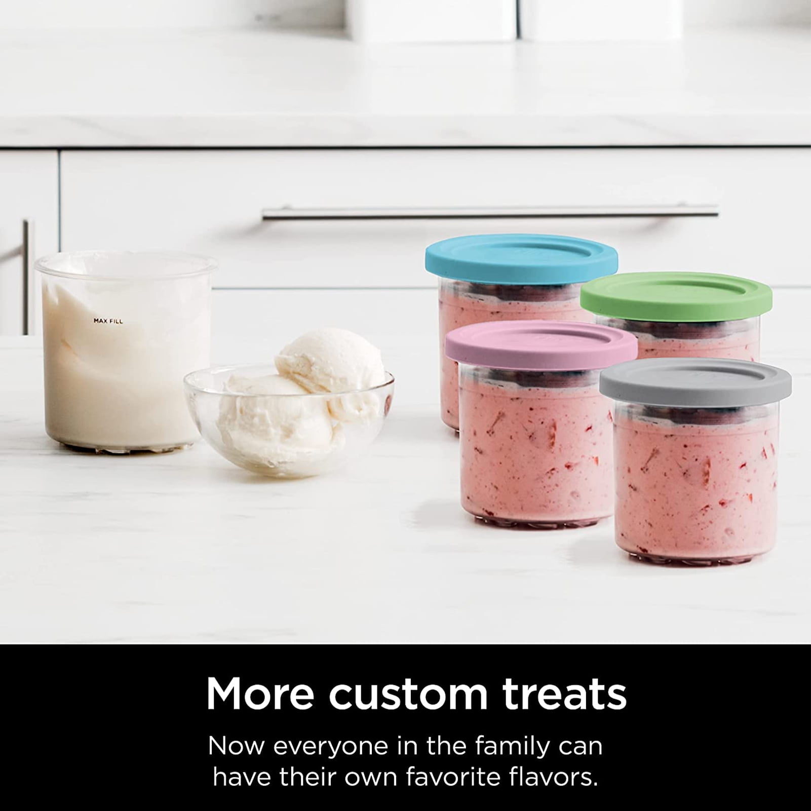 DIYMAG Ice Cream Pints Containers, 4 Packs Cream Containers with Lids Replacements for Ninja Creami Pints, Compatible with NC301 NC300 NC299AMZ Series Ice Cream Maker