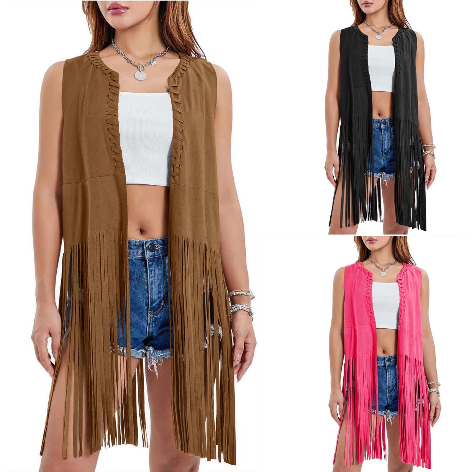 jtjvou Long Vest for Women Sleeveless Tweed Blazer Jacket