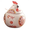 thumbnail image 1 of Salero de Cerámica con Tapa y Cuchara, Tarro Grande de 13 Oz con Forma de Pollo, Soporte para Sal para Mostrador, Café y Dulces, Color Rojo., 1 of 5