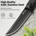 thumbnail image 3 of Plys 3.8 inch Fixed Blade Camping Knife, Full Tang Outdoor Tactical Knives with Kydex Sheath, Hunting Hiking Essentials Gear, 3 of 7