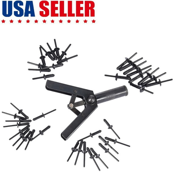 Iuhan Black 41Pc Assorted Plastic Riveter Rivet Gun Quick Set Hand Tool