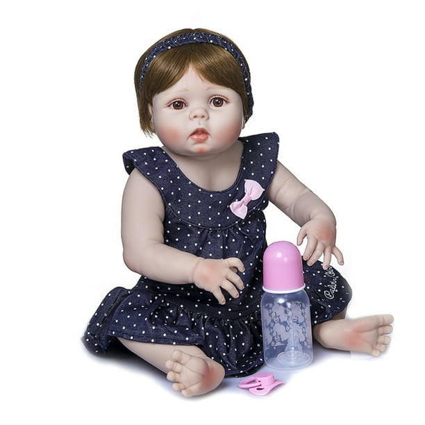 Jouet de bain mobile de membre de poupée en silicone souple de 56 cm pour  bébé fille en bas âge Couleur: Yeux marron Hauteur: 56 cm 