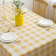thumbnail image 4 of Yellow Buffalo Plaid Tablecloth 60" X 102" Rectangle Tablecloth - Yellow and White Checkered Gingham Oblong Polyester Table Cover Reusable Water Resistant for Spring Summer Holiday Party Dinner Décor, 4 of 6