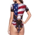 thumbnail image 3 of Uemuo USA Eagle with Spread Wings Pattern Women's One Piece Short Sleeve Swimsuit Rash Guard Surfing Modest Quick-drying Swimsuit Beach Essentials-, 3 of 9