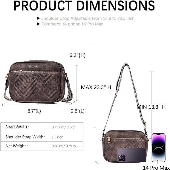 Gomayee Quilted Crossbody Bags for Women Vegan Leather Purses Small Shoulder Handbags with Wide Strap