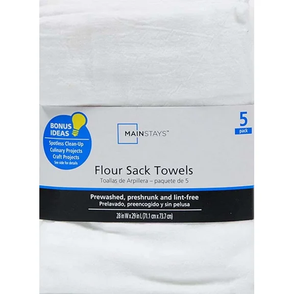 5-Piece Flour Sack Kitchen Towel Set - White