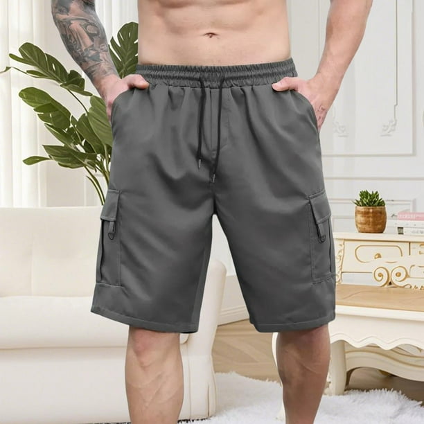Ceisia Men's Relaxed Minimalist Cargo Gift Casual Shorts Drapey 3D Pockets Multi-Color