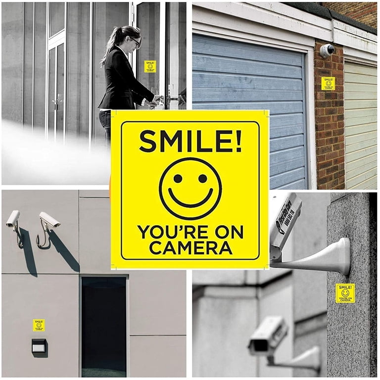 stika.co Pack of 2 Smile! You're on camera! Sign, A6 148x105mm Adhesive