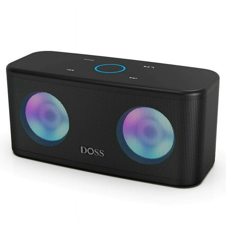 DOSS Portable Wireless Bluetooth Speaker with 24W Stereo Sound and Deep Bass, Seamless Waterproof Design, Stereo Paring, Party Lights, 24H Playtime, Speaker for Home, Outdoor and Office