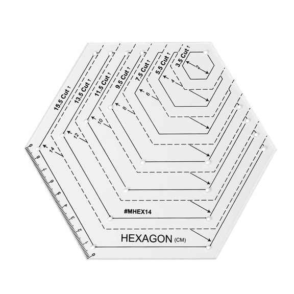 Necvior Transparent Quilting Sewing Patchwork Ruler Measuring Template Hexagon DIY Handmade Tailor Supplies