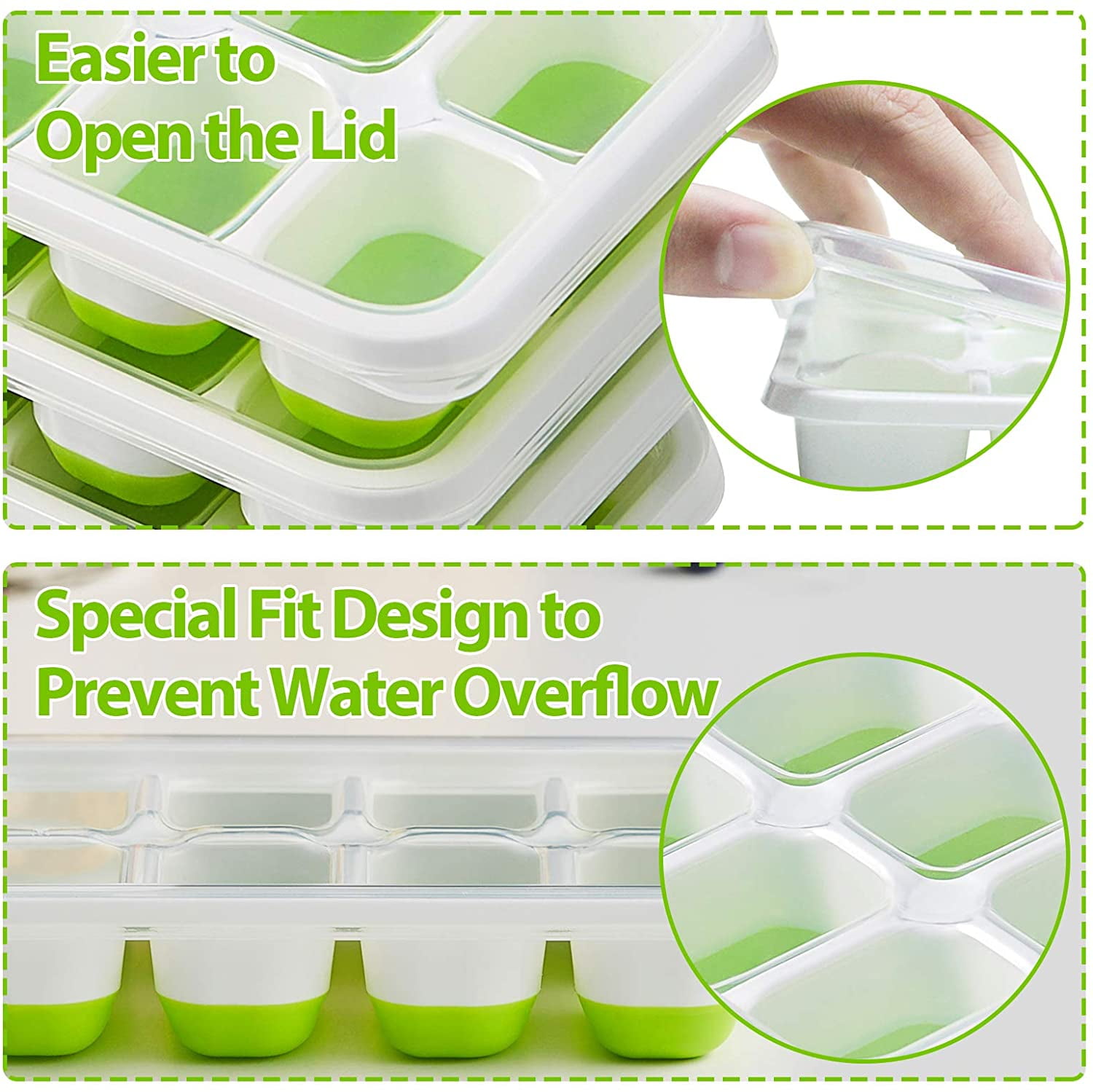 Homgreen Mini Ice Cube Trays for Freezer with Easy-Release