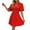 Red, variant on Summer Dresses for Womens 2024 Fashion Plus Size V-Neck Puffy Sleeves Temperament Pleated High-waisted Mini Dress Solid Color Short-sleeved V-neck Dress