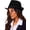 Black-hat, variant on Unisex Classic Manhattan-Gangster-Fedora-Hat Short-Brim Trilby Hat - Women Men Wool Felt Winter Structured Hat with Band(S/M)