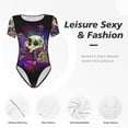 thumbnail image 6 of The Xecao Mushrooms and Skull Women's Crew Neck Body Suit, a short-sleeved bodysuit and basic swimsuit, both comfort and style for dating and daily life, 6 of 9