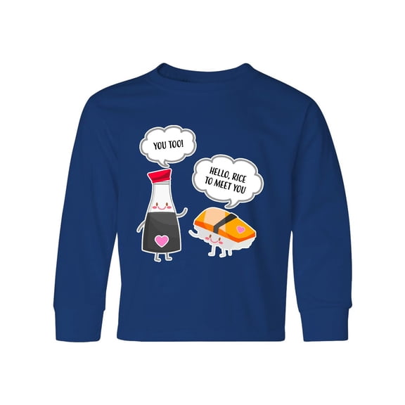 Inktastic Cute Sushi and Soy Sauce Rice To Meet You Long Sleeve Youth T-Shirt