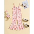 thumbnail image 3 of Bagilaanoe Toddler Baby Girl Summer Jumpsuit Sleeveless Floral Print Romper Overalls 12M 18M 24M 3T 4T 5T Kids Flared Pants Summer Clothes, 3 of 9