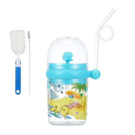 

250ml Cartoon Whale Spray Water Kids Feeding Cup Drink Bottle Mug with Straw