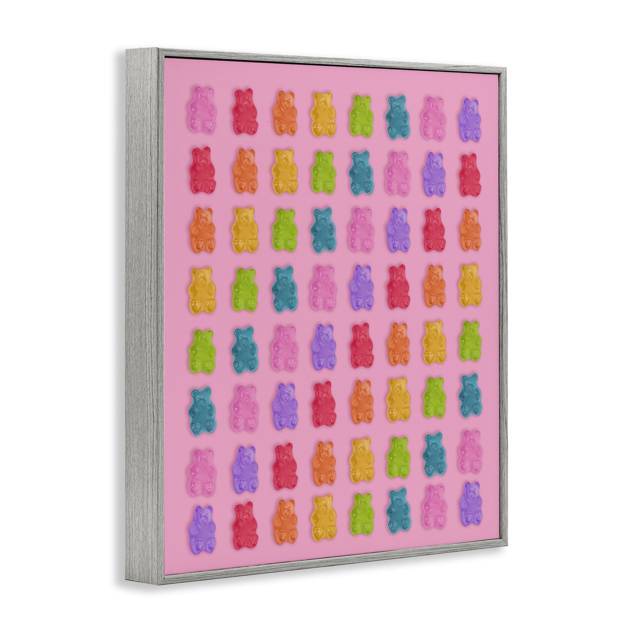 Stupell Industries Rainbow Gummy Bear Candies Gray Framed Giclee Art, design by LISH Creative