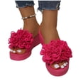 thumbnail image 5 of Women's Wedge Slide Sandals Summer Casual Thick Sole Platform Mules with 3D Floral Accent Peep Toe Design Solid Color Slip On Heeled Sandals for Beach Daily Walking Outdoor Use, 5 of 10