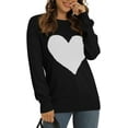 thumbnail image 4 of GHSDFBB Chandail pour Femmes Col Rond Manches Courtes/longues Chandail en Forme de Cœur, 4 of 6