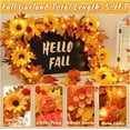 thumbnail image 5 of Guvpev Fall Decor - 9.8FT Fall Garland with Lights - Autumn Maple Leaf Garland with Sunflower & Berry - Thanksgiving Farmhouse Harvest Decorations for Mantel Porch Table Stair Indoor Outdoor Decor, 5 of 8