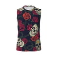 thumbnail image 6 of Lsque Roses Skulls Print Men's Cotton Blend Sleeveless Muscle Shirts (S-3XL)- Moisture Wicking, Odor Protection, UPF 30+,Small, 6 of 8