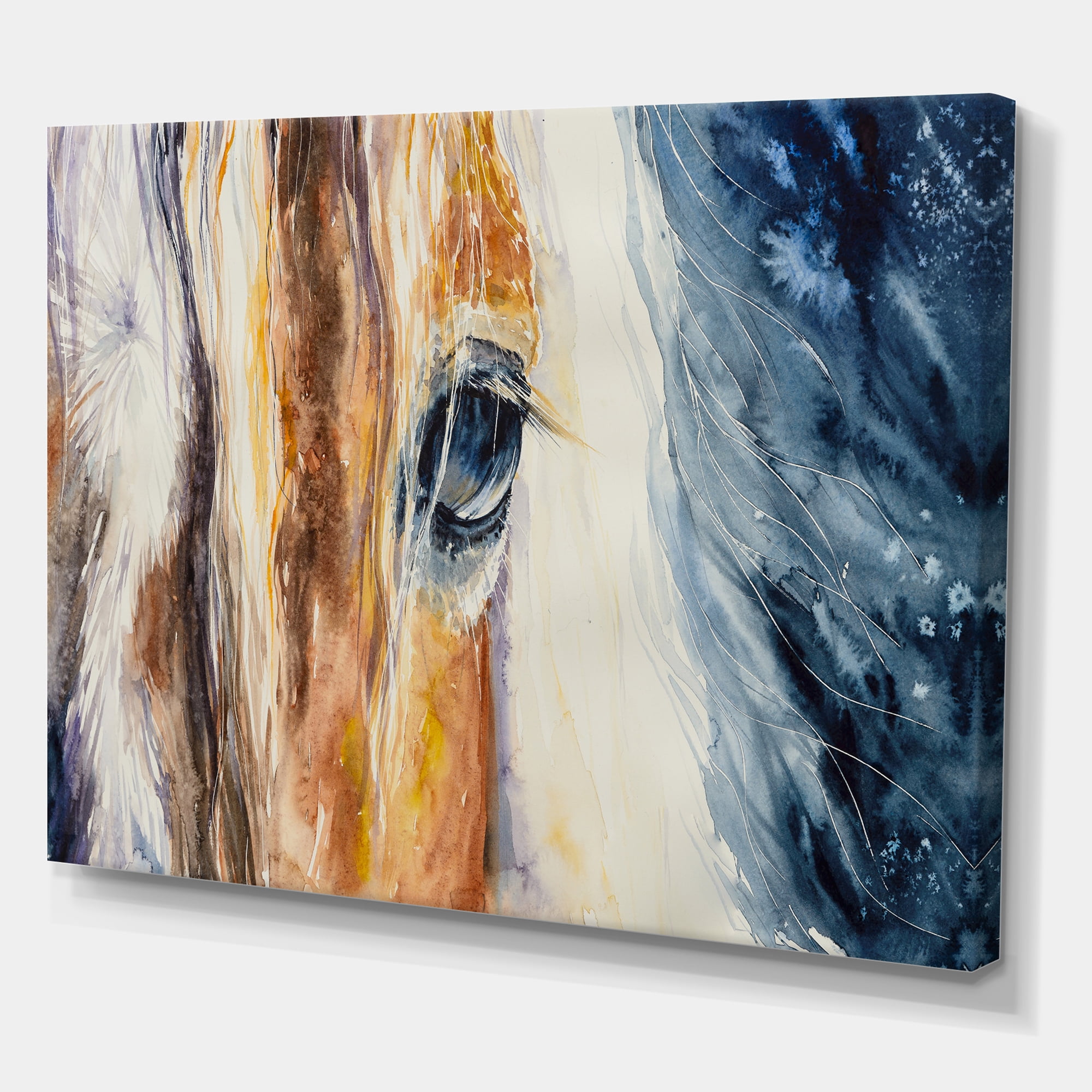 Designart ' Abstract Close-Up of A Beautiful Horses Eye I ' Farmhouse Canvas Wall Art Print