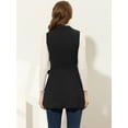 thumbnail image 4 of DARING DIVA Women's Lapel Collar Trench Vest Double Breast Long Blazer L Black, 4 of 6