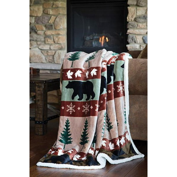 Carstens Cascade Ridge Rustic Cabin Sherpa Throw Blanket