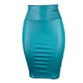 thumbnail image 2 of Aayomet Jupe en Cuir pour Femmes avec Fentes et Style Punk Moulant pour Femmes (Bleu, m), 2 of 5
