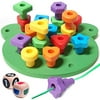 Peg Board Stacking Toddler Toys - Lacing Fine Motor Skills Montessori Toys for 3 4 5 Year Old Girls and Boys | Educational Matching Shapes Kids Toys with Pegs, Activity eBook & Travel Backpack
