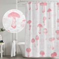 thumbnail image 5 of Pink Mushroom Shower Curtain, Waterproof Shower Curtains for Bathroom, Vintage Botanical Autumn Farmhouse Washable Fabric Bathtub Curtain Set Bath Decor with 12 Hooks 48"x72", 5 of 8