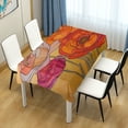 thumbnail image 4 of Yayeee Tablecloths 60" x 60" Rectangle Wrinkle Resistant Party Table Cover, Orange Abstract Floral, 4 of 8