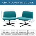 thumbnail image 3 of XIBUFE Armless Chair Cover Office Desk Chair Cover,Waterproof and Elastic Criss Cross Chair Cover,Exquisite Vanity Chair Cover,Mid Back Wide Seat Accent Chair Covers (Peacock-Blue,T-Type), 3 of 7