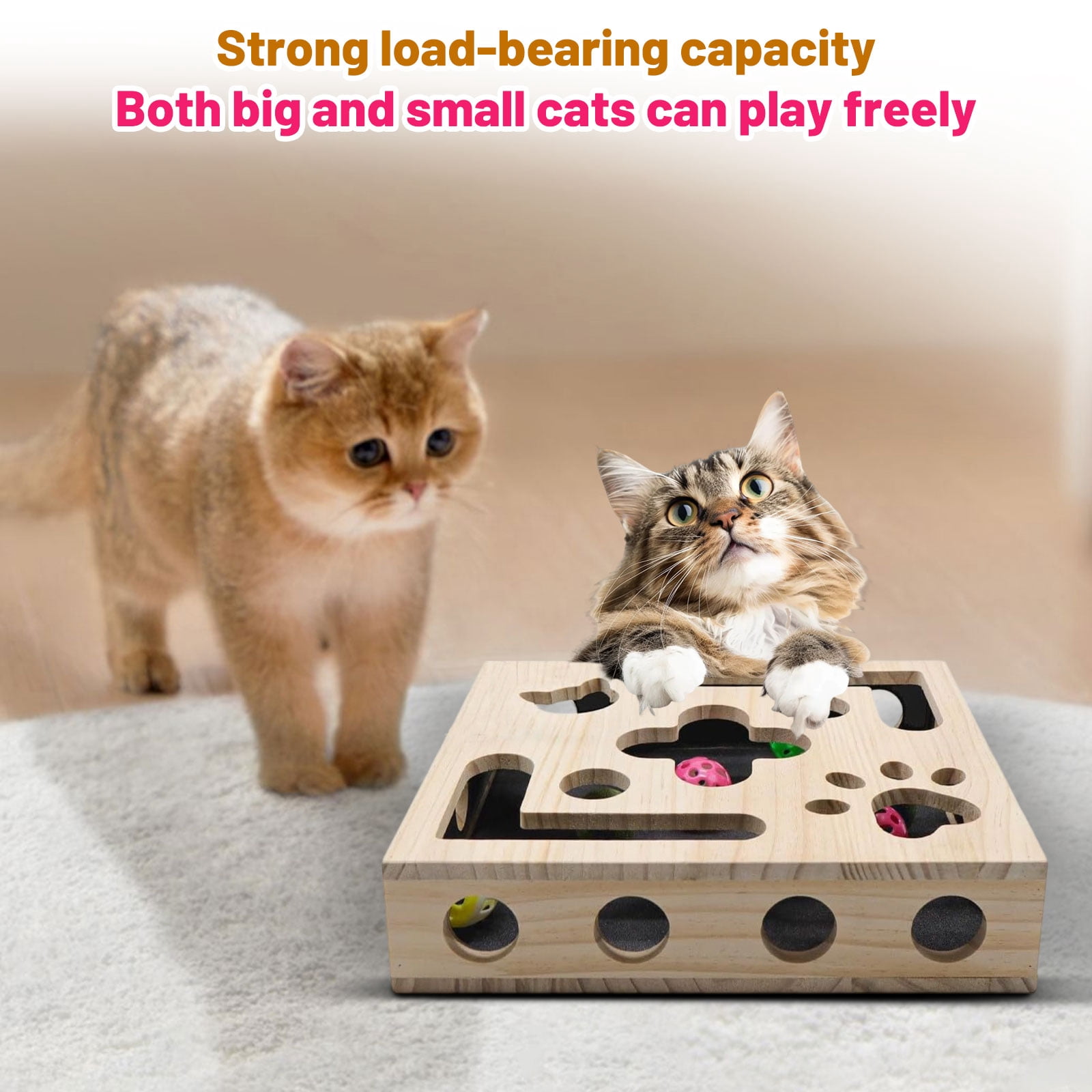 Cat Toys for Indoor Cats - Cat Nail File Box with Interactive Cat Toys, 2026 Upgraded Cat Puzzle Feeder Scratch Puzzle Toy for Indoor Cats, Natural Claw Care with three toy balls