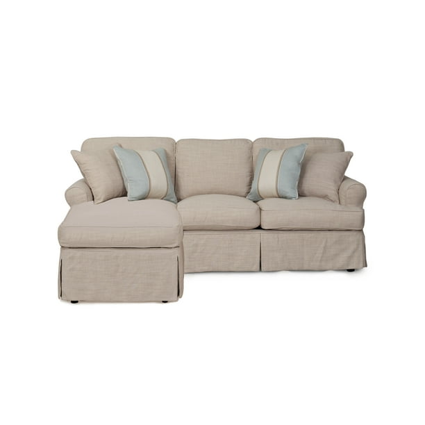 85” Linen Brown Slipcovered Sleeper Sofa with Chaise Lounge - Walmart