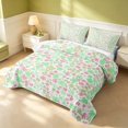 thumbnail image 3 of Erosebridal Cartoon Flower Quilt King, Kawaii Floral King Coverlet Set, Polka Dots Reversible, Pale Lilac, 3 Pieces (1 Bedspread and 2 Pillowcases), 3 of 7