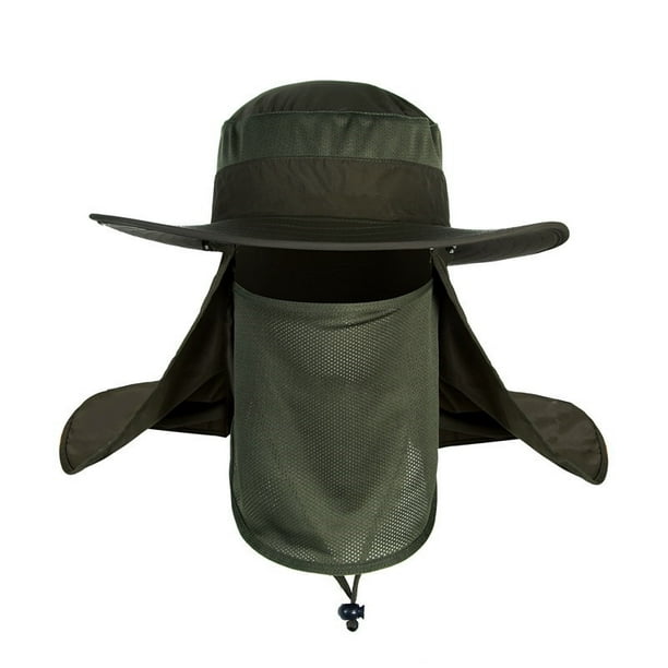 Men Women Outdoor 360 Degrees Sun UV Protection Windproof Face Neck Flap  Sun Cap Fishing Hat Color:Army Green