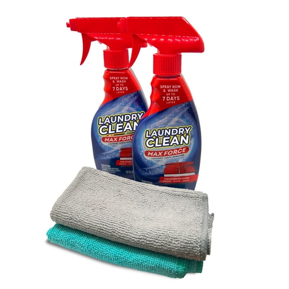 OxiClean Max Force Laundry Stain Remover Spray 12 Fl. Oz  (Pack of 2)   FIUL Microfiber Cleaning Cloth (Pack of 2)