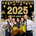 thumbnail image 3 of Banner grande negro de Feliz Año Nuevo -180*115 cm, tela duradera sin bolsillo, alta calidad, color vibrante y suave, 3 of 5