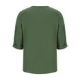 thumbnail image 5 of ATOYSOY Women's 3/4 Sleeve Tops Cute Loose Dressy Tunic Shirts Solid Color Pullovers Casual Round Neck Blouses Summer Business Tees Holiday Fashion Clothes Green XL, 5 of 6