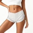 thumbnail image 2 of AHTJRT Micro Mini Pajama Shorts for Women Cute Low Rise Striped Knit Side Slit Ruched Lounge Shorts Summer Pjs Bottoms White L, 2 of 6