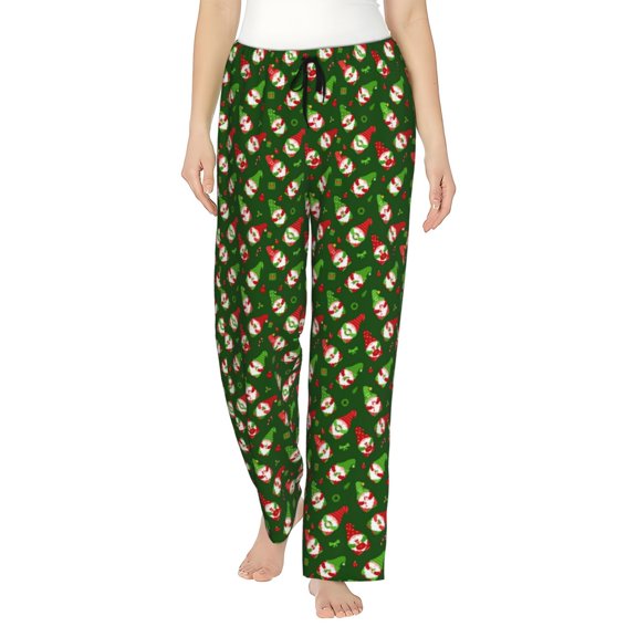 Logiee Gnomes In Caps Print Women Pajama Pants,Comfy Pj Bottom with Pockets & Drawstring,Stretch Casual Sleepwear-Small