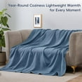 thumbnail image 4 of PHF 100% Cotton Muslin Queen Blanket, 90" x 90", 4-Layer Lightweight and Breathable Blanket, Luxuriously Soft Gauze Blanket for Couch Bed, Prussian Blue, 4 of 7