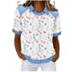 thumbnail image 1 of Mujeres de Verano Tops Casual Pascua No Posicionamiento Impresión Solapa Cuello Redondo Blusa, Cuello Redondo Tops para las Mujeres de Moda Manga Corta Primavera Uso Diario, 1 of 6