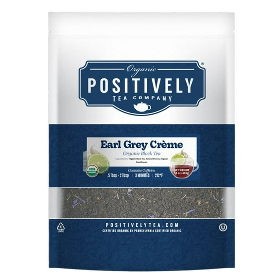 Positively Tea's Organic Earl Grey Crme Black Tea, Loose Leaf, USDA Organic, 1 lb bag
